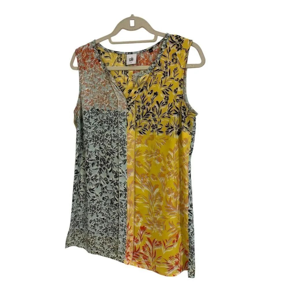 CAbi Golden Glow floral blouse sleeveless sz Small style #5547